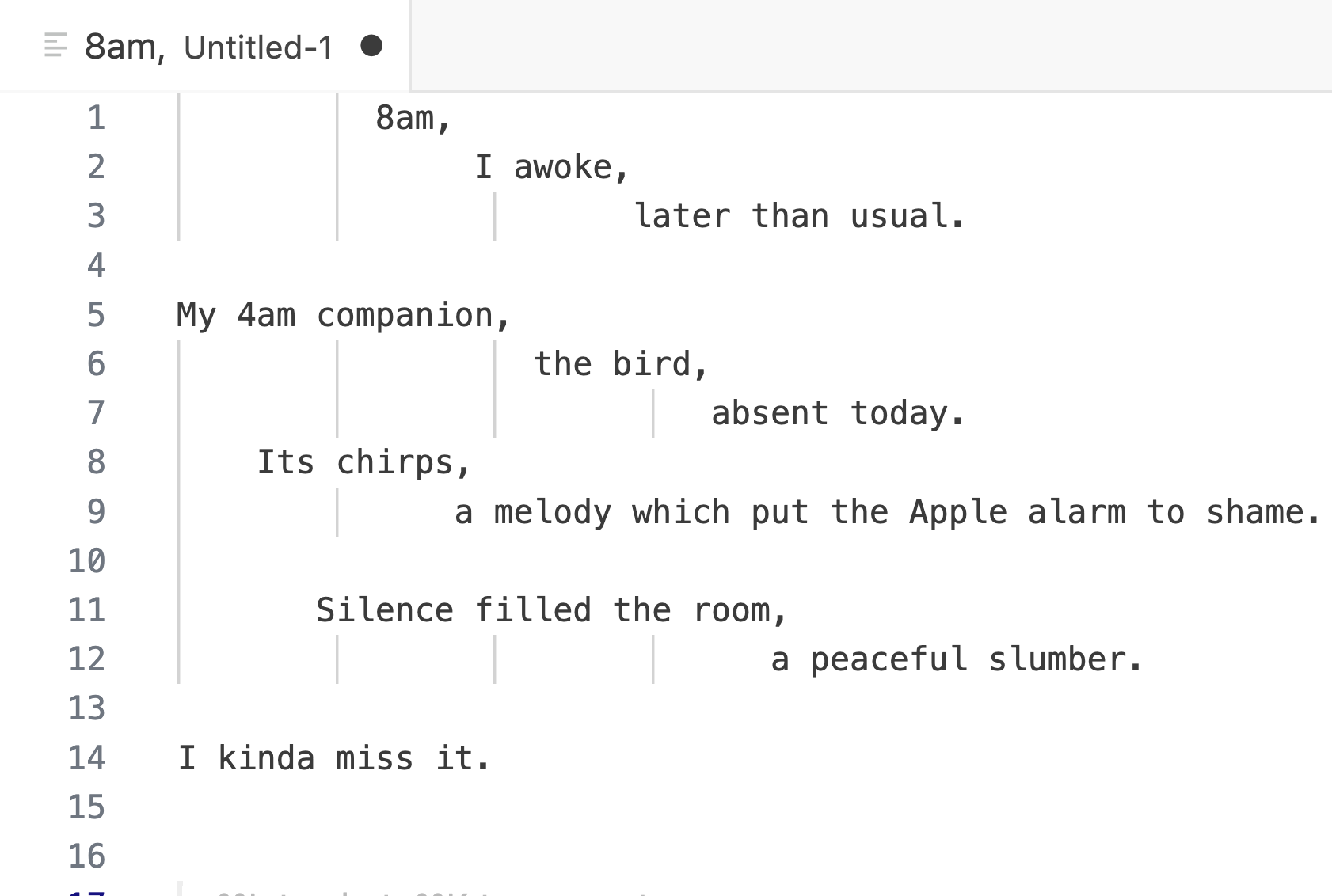 Morning bird poem