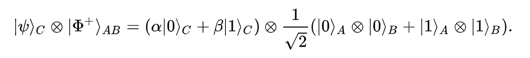 The Entangled State with Abduls extra “message” qubit entangled, notice how it’s broken some fundamentally symmetry that the maximally entangled Bell state had.