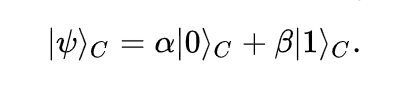 The desired state that Abdul wishes to send, note we can chose alpha and beta as we like as long as the vector remains of unit length.